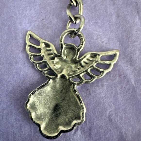 Angel with Wings Vintage Bow and Dress Silver Charm Pendant Keychain Key Chain - Picture 4 of 7